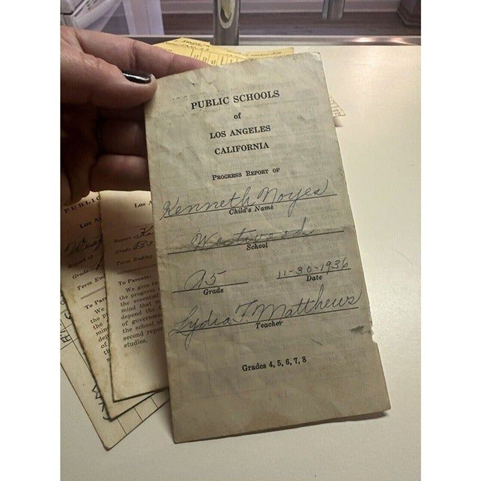 Vintage Report Card Lot 1930s Ephemera Public School Grades Marks California
