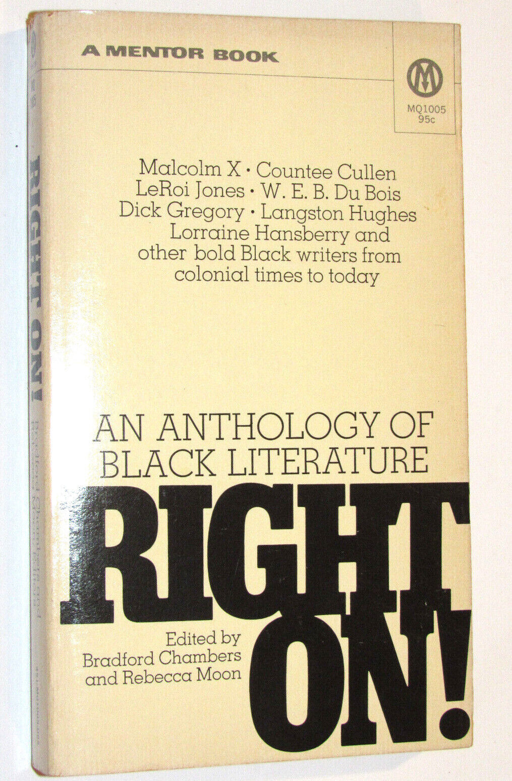RIGHT ON AN ANTHOLOGY OF BLACK LITERATURE 1970 PAPERBACK BOOK 1st EDITION