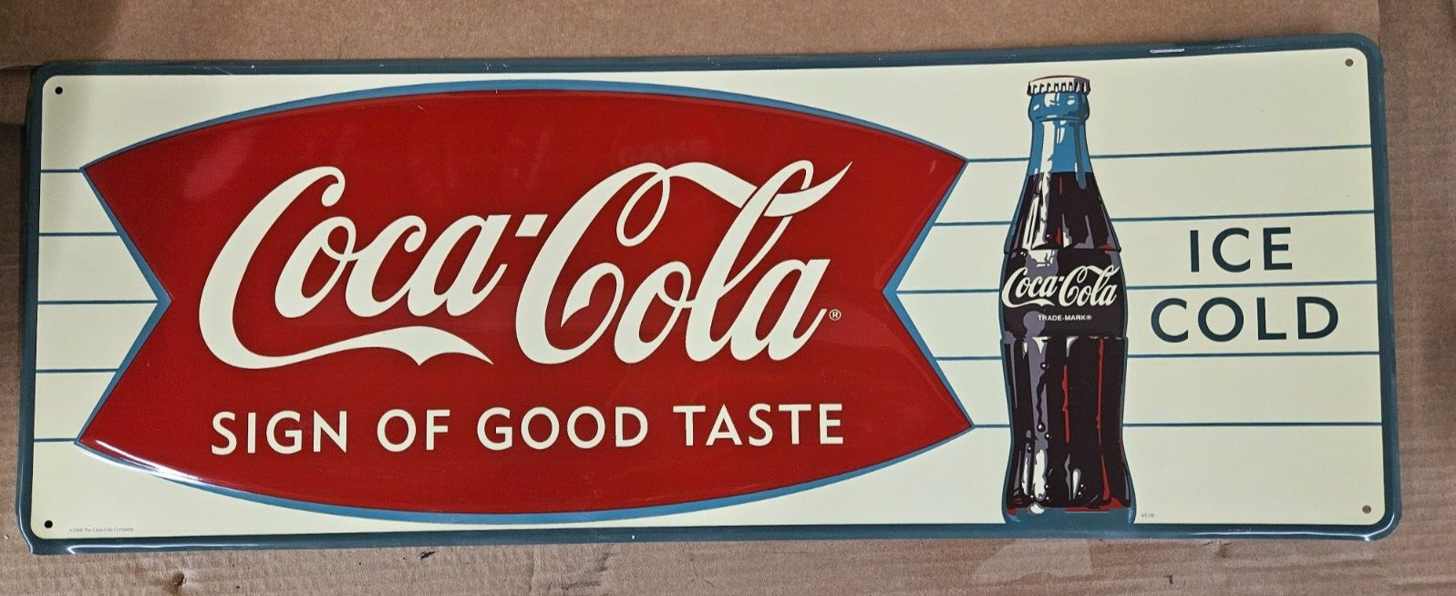 Vintage Coca Cola Fishtail Sign of Good Taste Ice Cold XX