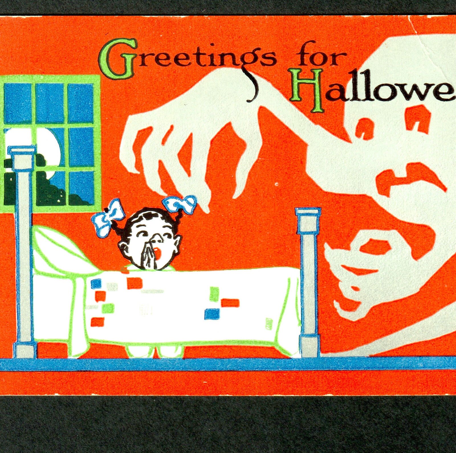 Praying Girl Ghost Greetings for Halloween Fairman Pink Perfection 6932 PostCard