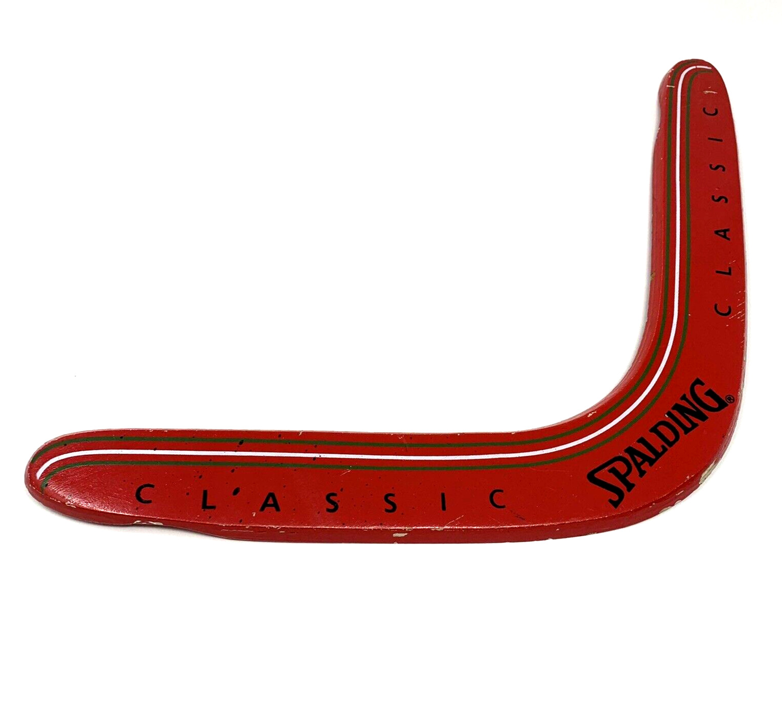 Vintage Spalding Classic Wooden Boomerang Red Striped 17 inch Sport Collectible