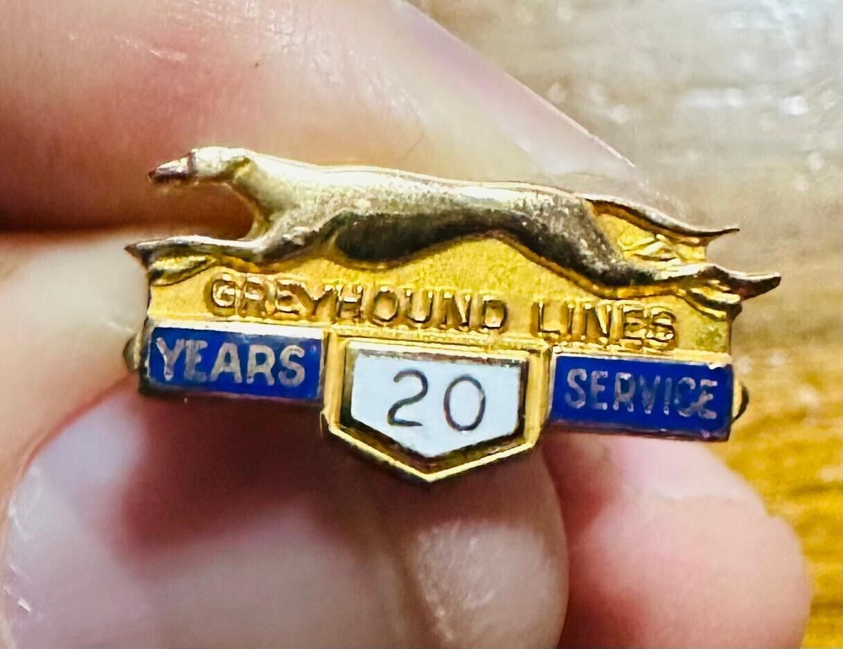 Vintage 20 Years Service Pin Greyhound Lines LGB 10K Gold Employee Bus #A4