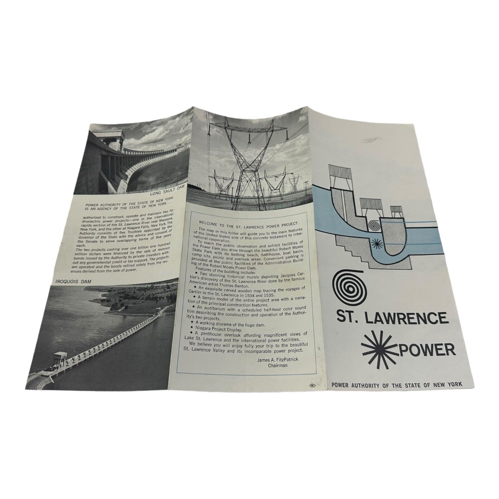 1970s St Lawrence Power Dam Authority New York Vintage Travel Brochure Map NY