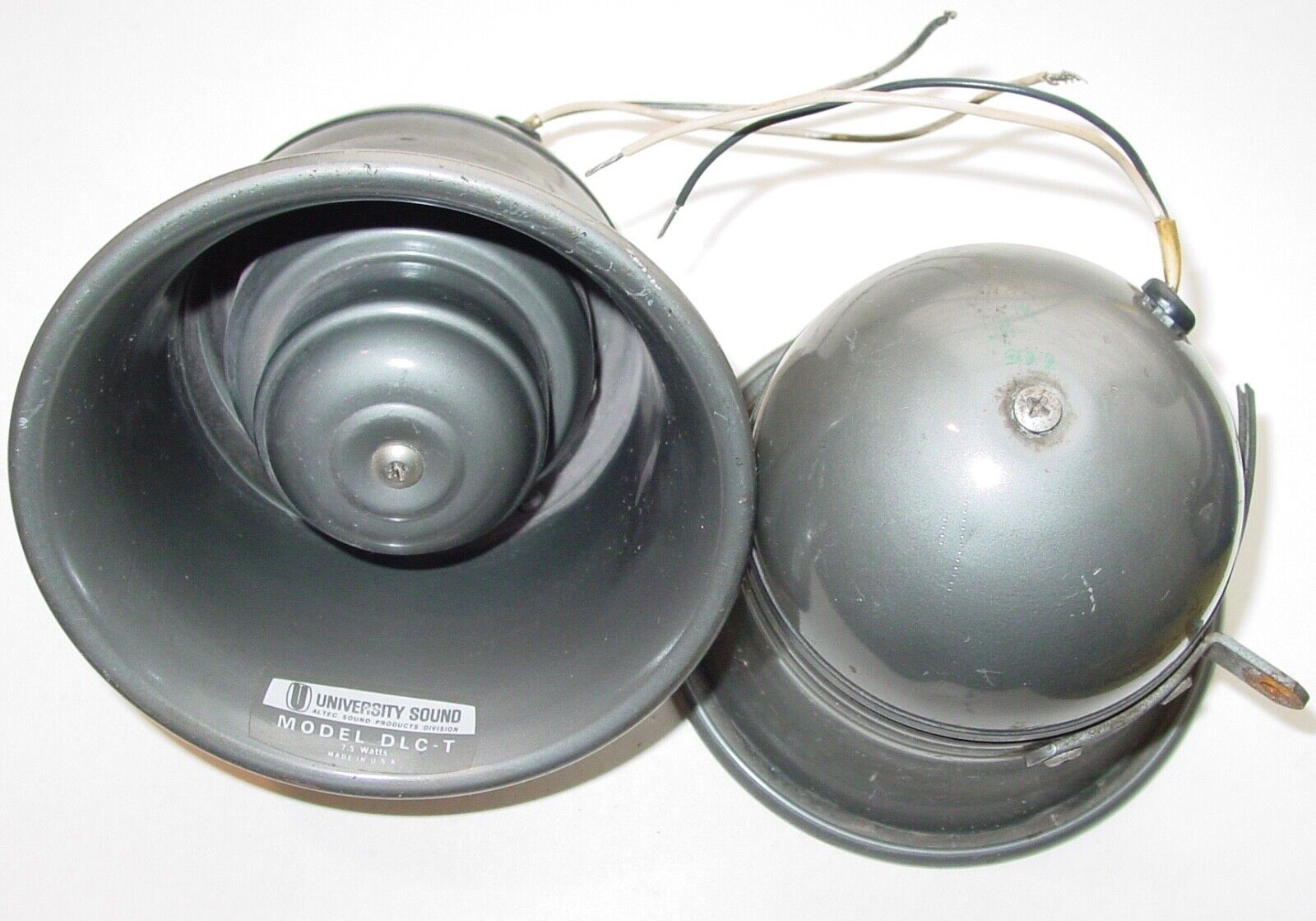 2 Vintage Signal Horns Altec University Sound Products DLC-T Phone Loud Speakers