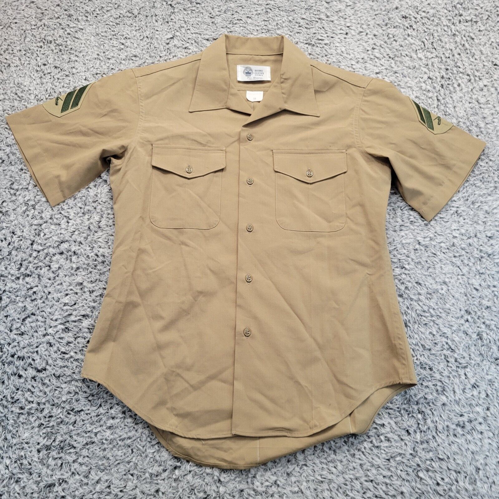 USMC Khaki Shirt Womens 16 Brown Short Sleeve US Marine Service Dress Military