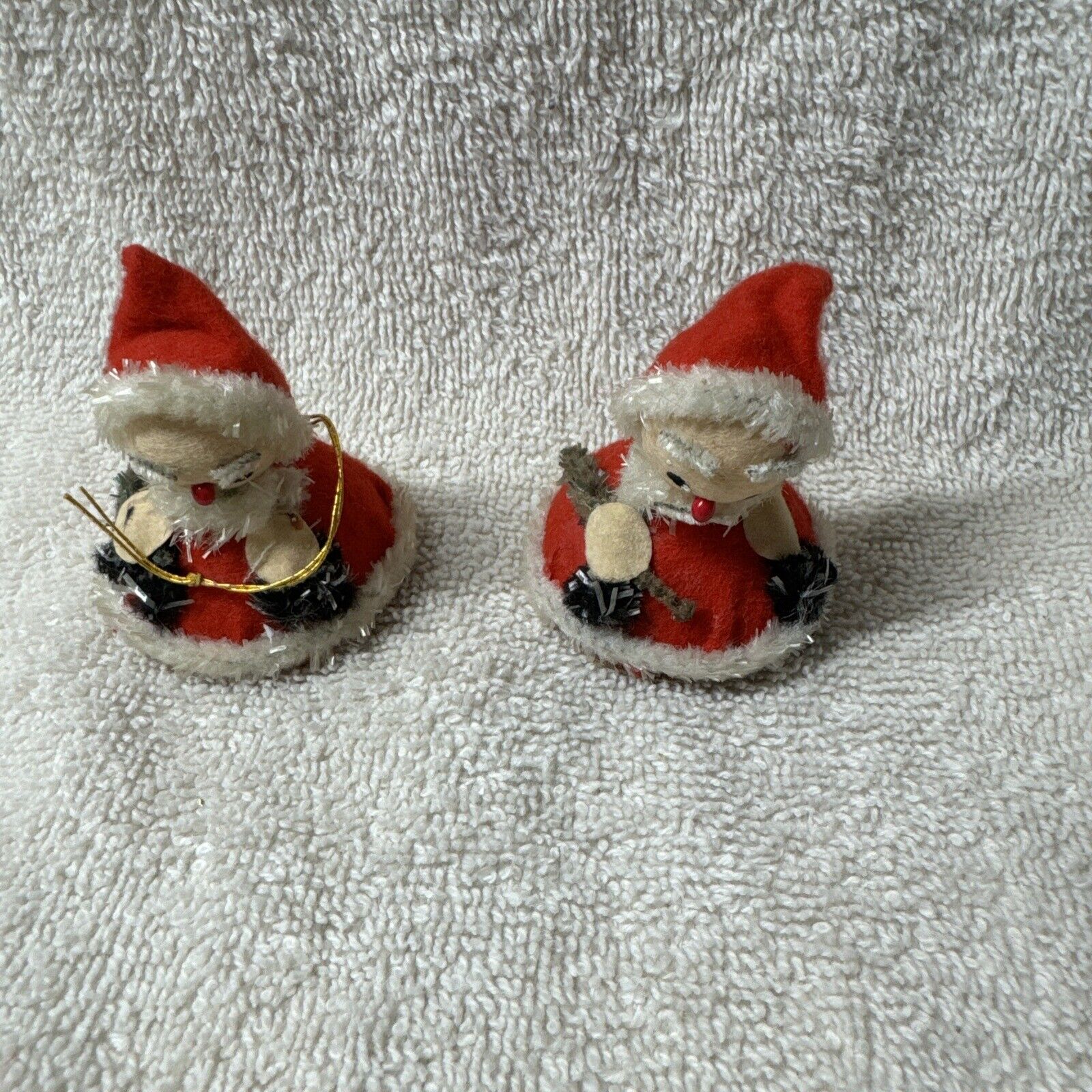 Vintage Spun Cotton/Felt Pixie Christmas Ornaments Lot 2 Japan V36