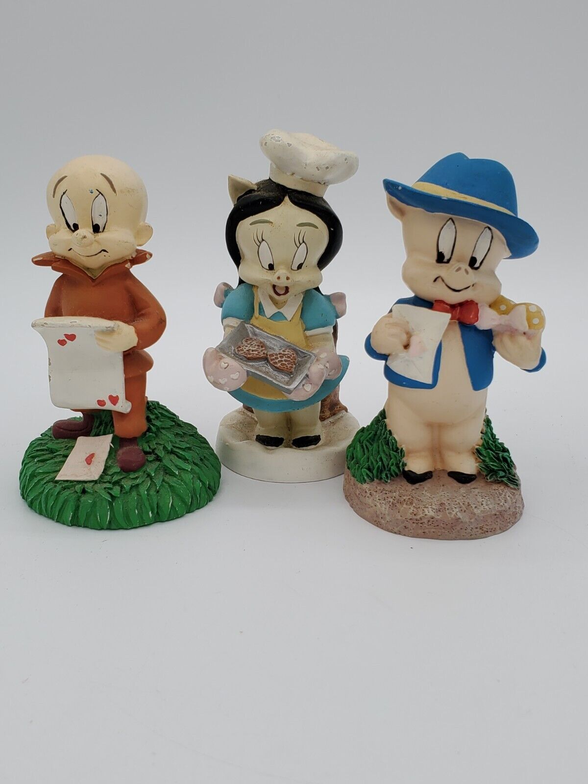 Vintage Warner Bros Ceramic 1997 Figurine Lot 3 Porky Pig Elmer Fud Petunia Pig