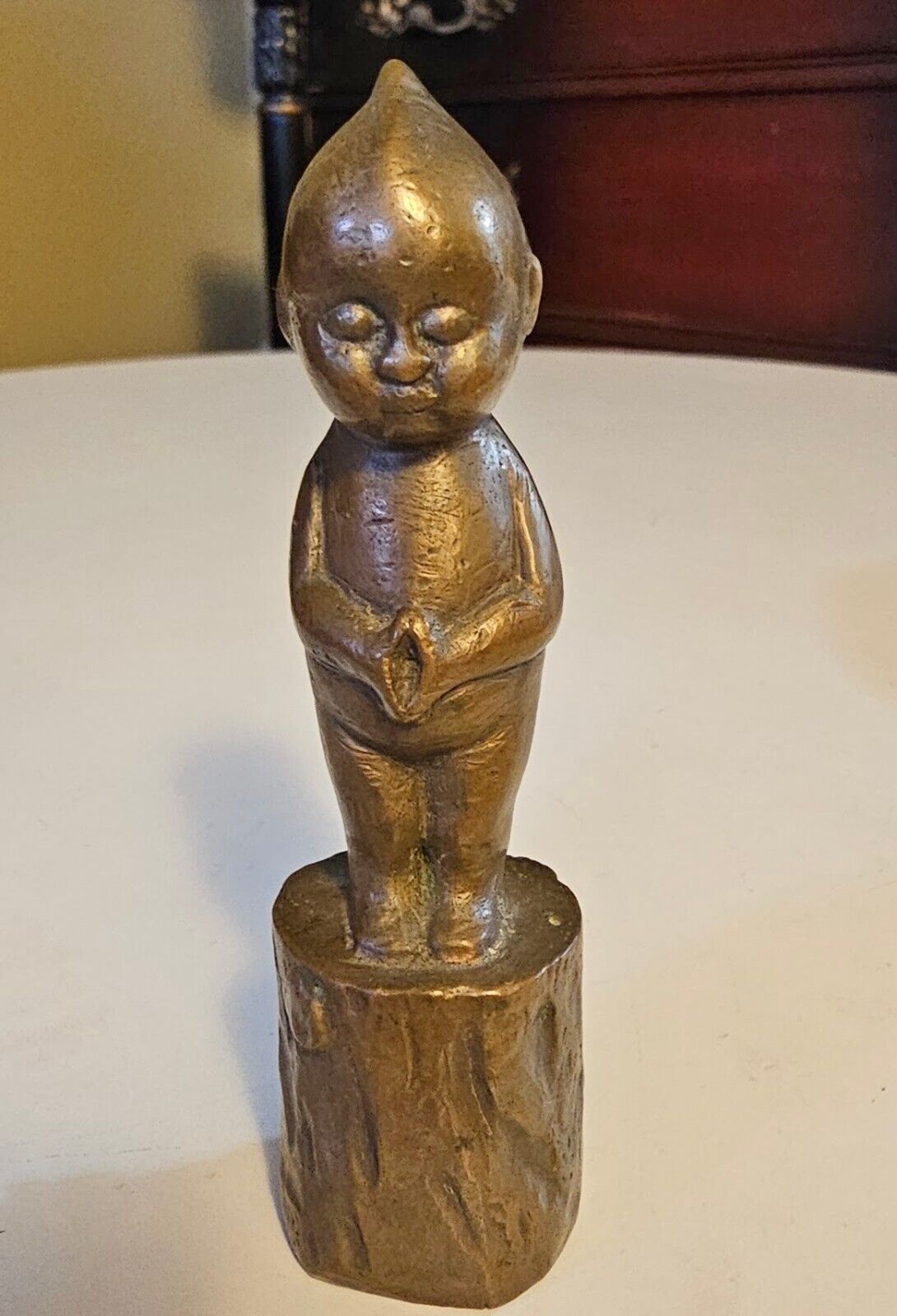 Bronze Kewpie Doll Vintage Solid Bronze Standing Figure Antique Mascot