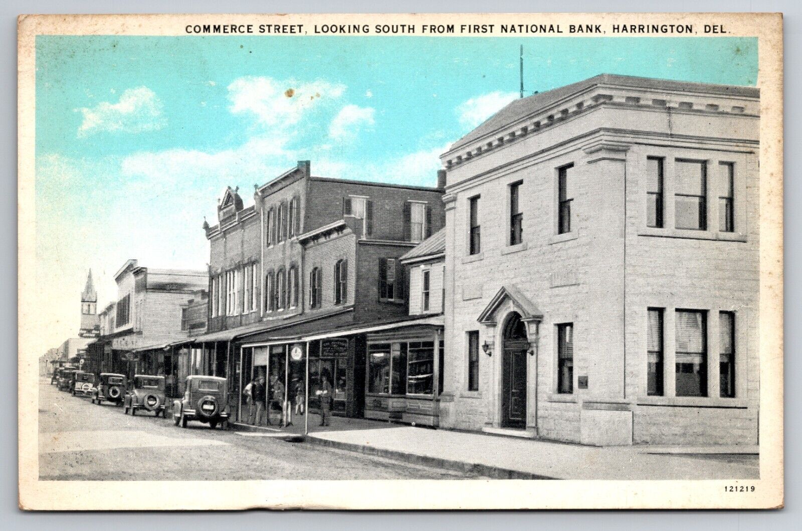 Commerce Street National Bank Harrington Delaware Old Cars c1930 Postcard