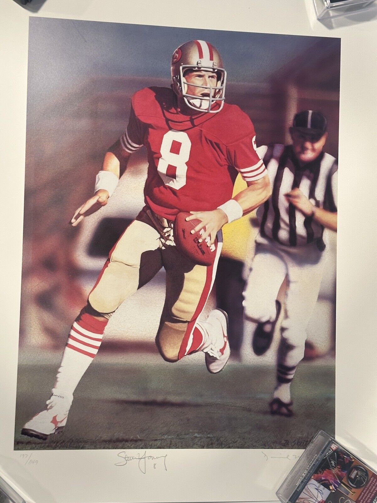1992 Steve Young Signed Run and Shoot Ltd Ed #197/849 Danile M Smith Litograph