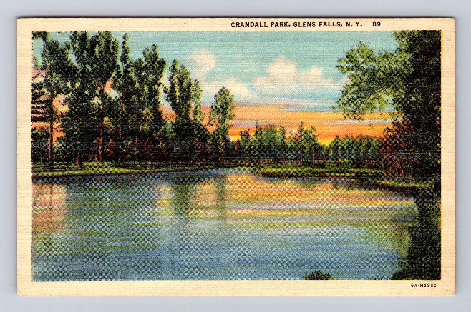 Glens Falls NY- New York, Crandall Park, Antique, Vintage c1954 Postcard
