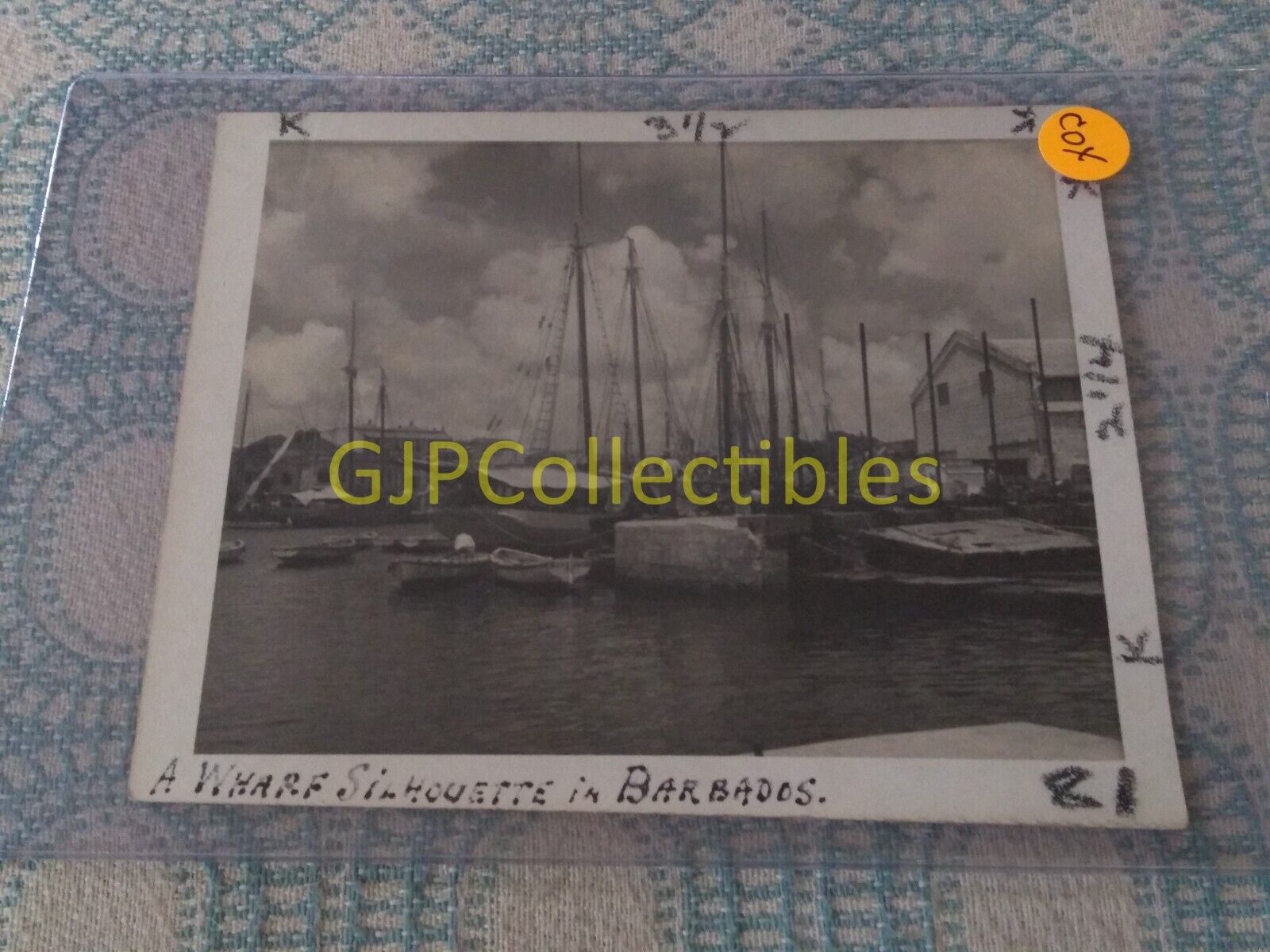 COX VINTAGE PHOTOGRAPH Spencer Lionel Adams A WHARF SILHOUETTE IN BARBADOS