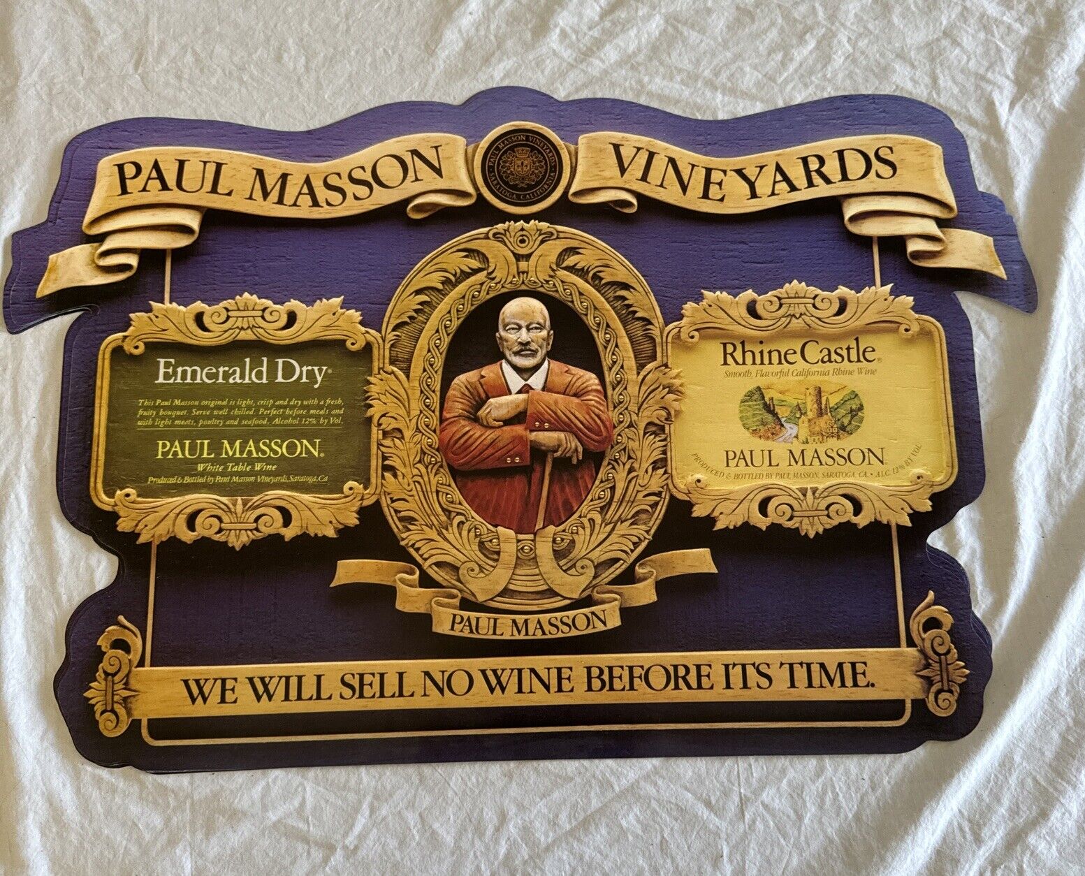Paul Masson Vineyards Poster 19x29” Display Wine Rare