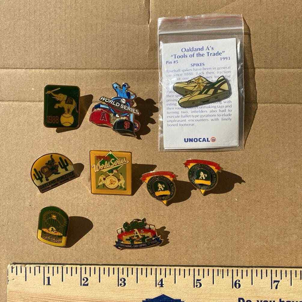 Oakland Athletic A\'s 9 Enamel Pin Lot World Series Spring Training Opening Day