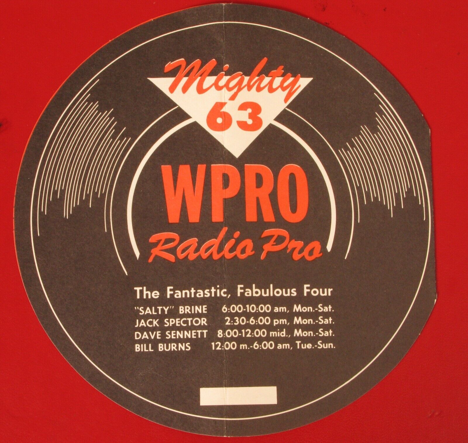 1959 PAPER RECORD LP WPRO DIAL 63 MUSIC GUIDE RADIO STATION SALTY BRINE RARE 