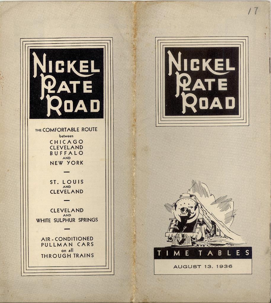 1936 Nickel Plate Road Railroad Timetables \