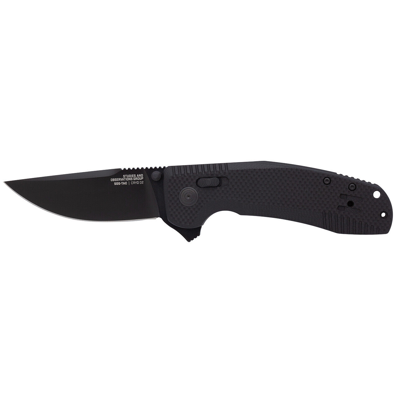 SOG Knives Tac XR Ultra-Grip Black G-10 Cryo D2 Steel 12-38-01-57 Pocket Knife
