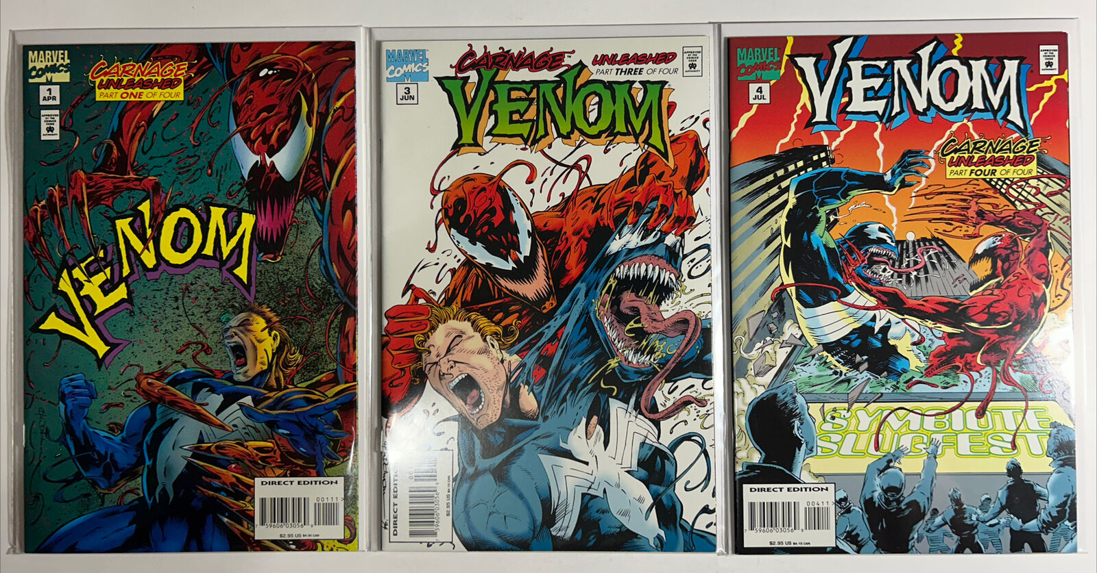 Venom Carnage Unleashed 1, 3, 4 Marvel Comics MCU Classic Cover (NO Issue 2)