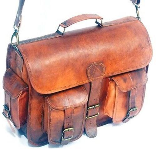 New 1 Side  Brown Leather Motorcycle Side Pouch Saddlebags Saddle Panniers Bag