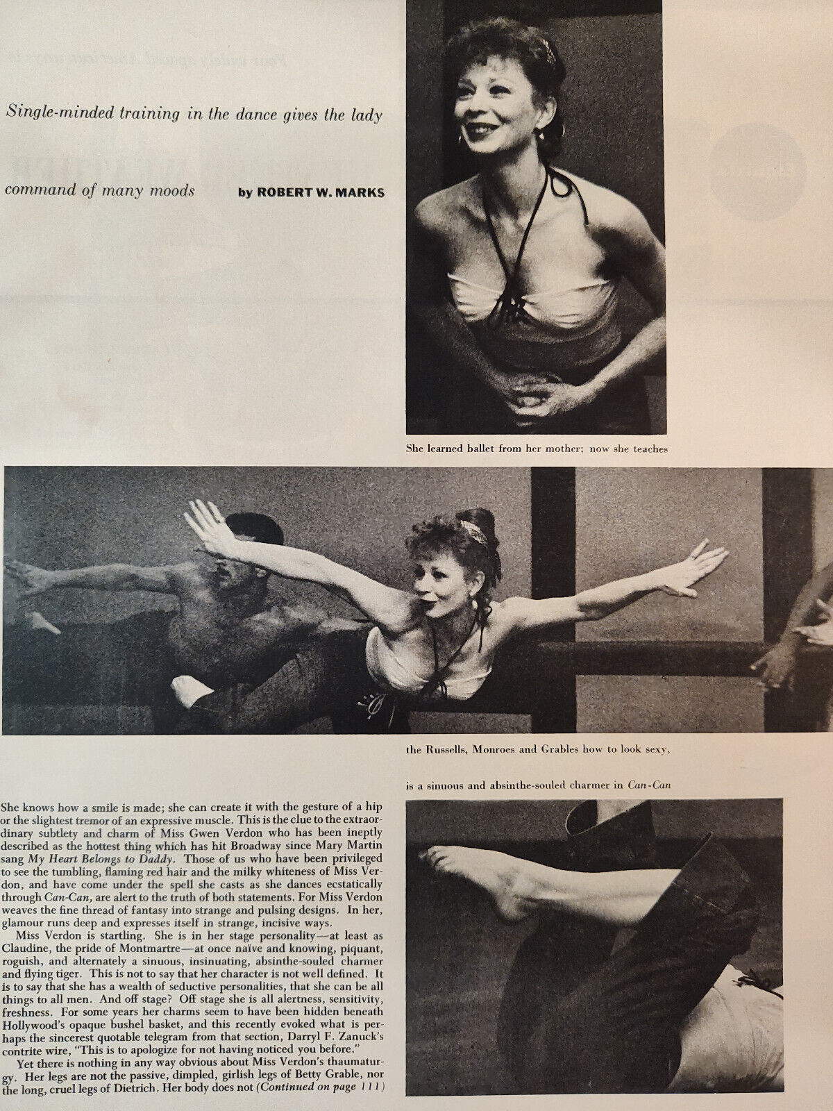 1954 Esquire Original Article Photographs GWEN VERDON Robert Marks