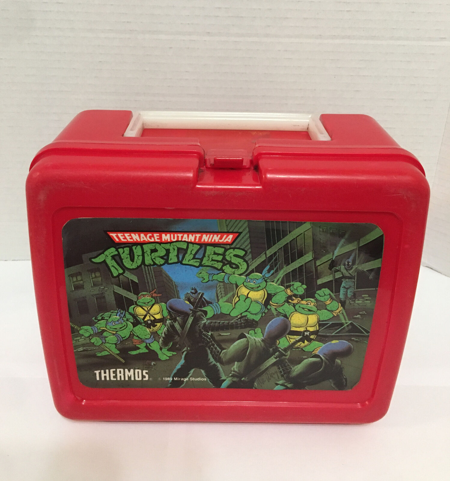 Vintage 1989 TMNT Teenage Mutant Ninja Turtles Plastic Red Lunchbox NO Thermos.