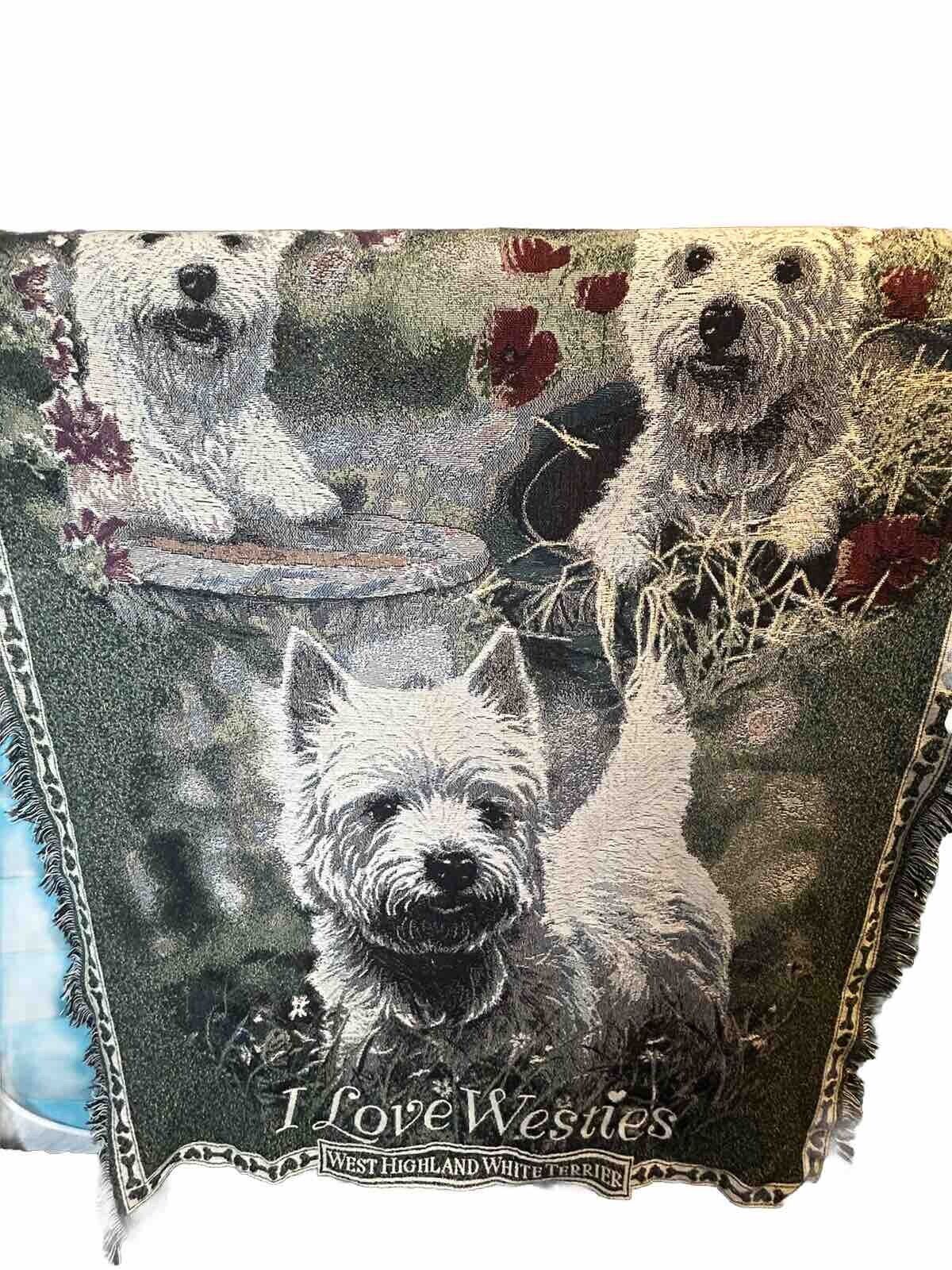 Vintage Danbury Mint West Highland Terrier Westie Collector Blanket Throw Dog
