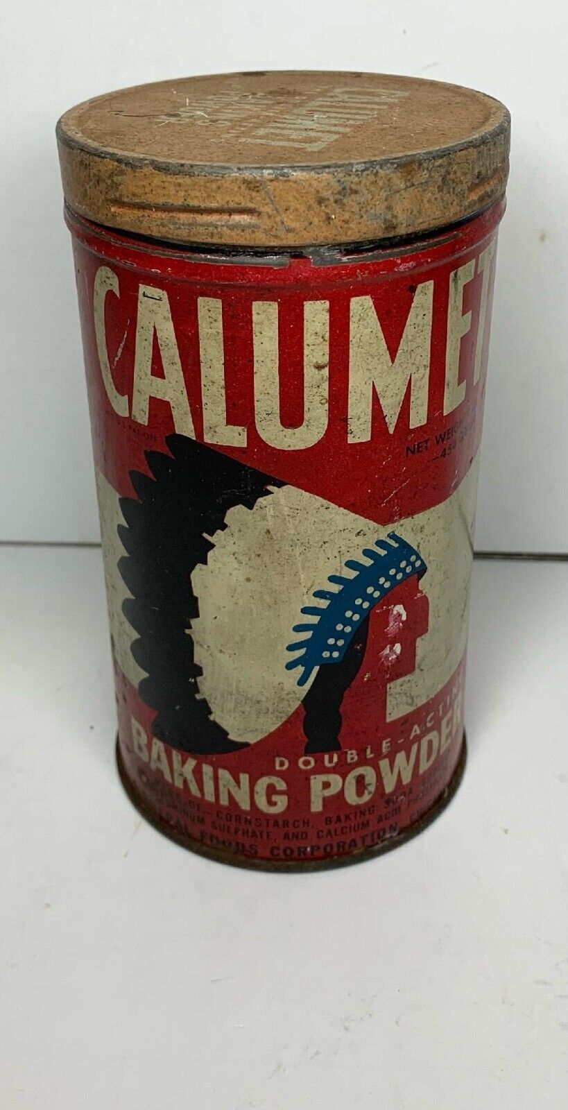 Vintage  CALUMET  BAKING POWDER  General Mills, Chicago, Illinois  1 lb Tin