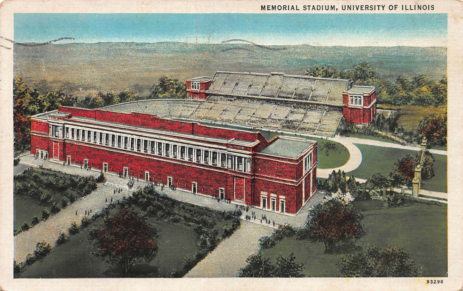 Memorial Stadium, University of Illinois, Champaign, IL, Postcard, Used in 1939