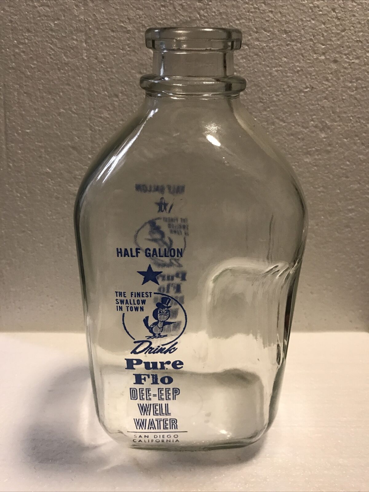 RARE Vintage Pure Flo Dee-eep Well Water Glass Half Glass Bottle San Diego CA