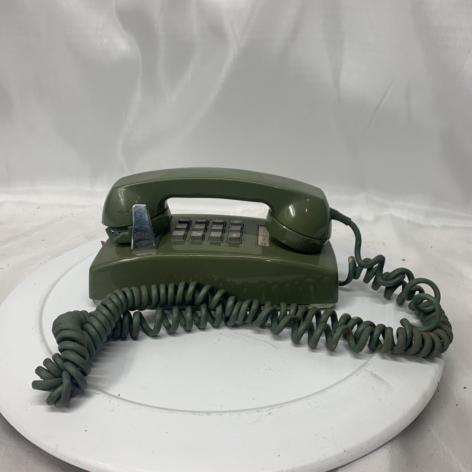 Vintage Western Electric Wall Telephone Green 2554 Push Button  SW Bell *read