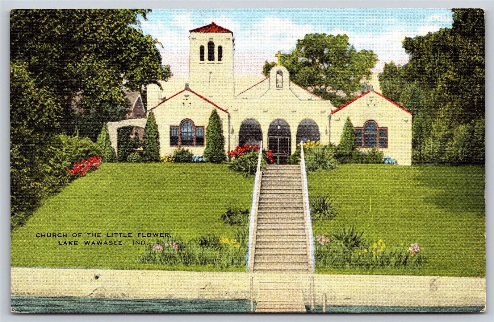 Postcard Church of the Little Flower, Lake Wawasee, Indiana B80
