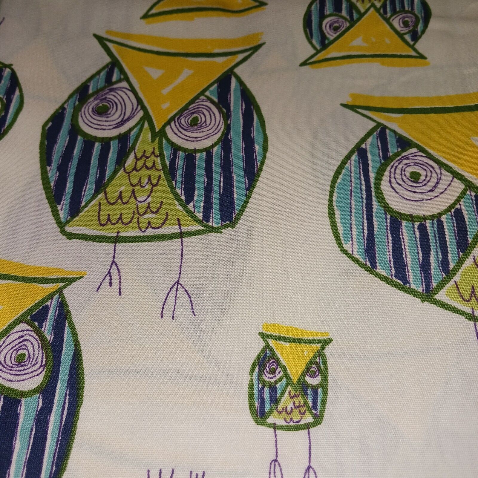 Vintage 70s Retro Owl Print Mcm Klopman Mills Fabric 45” Wide X 94” 2 + Yards