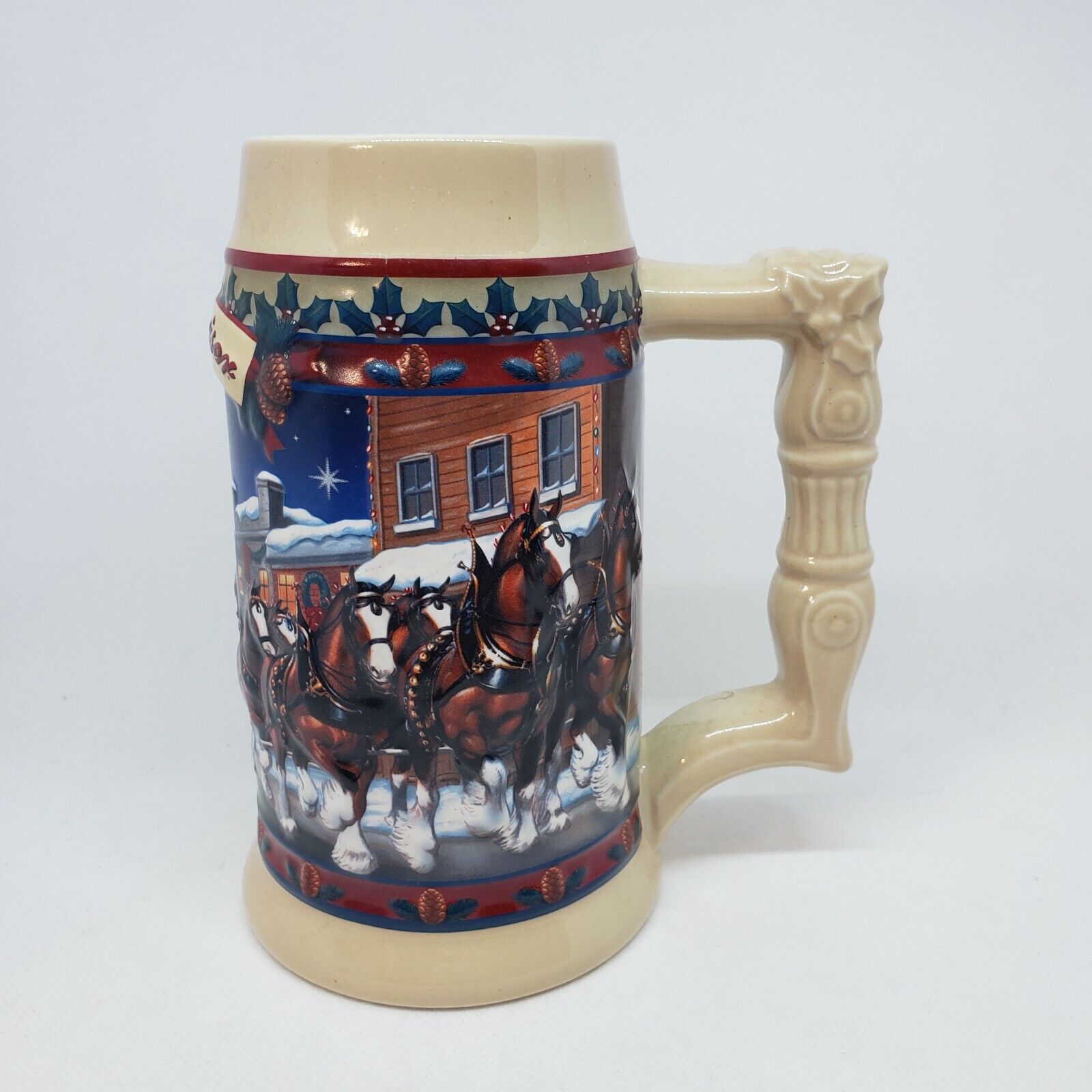 2003 Budweiser Clydesdales Horses Holiday Beer Stein Old Towne Holiday 7\