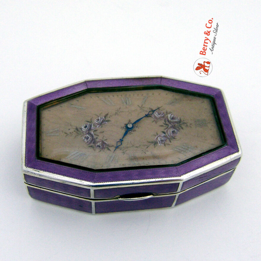 Jewelry Box Clock Guilloche Swiss 935 Sterling Silver Juvenia Fab Suisse 1882