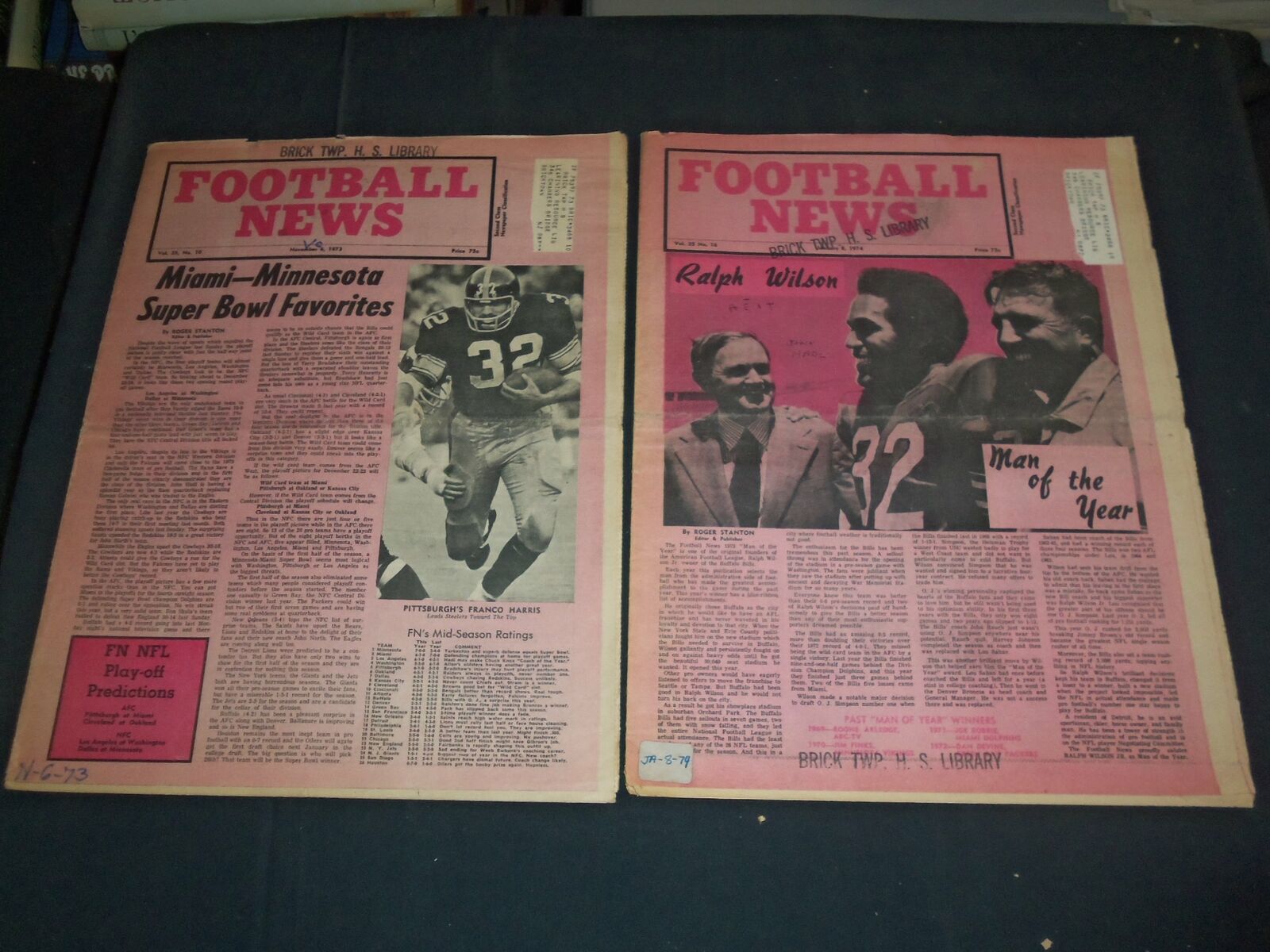 1973-1974 FOOTBALL NEWS NEWSPAPER - LOT OF 2 - NP 3514
