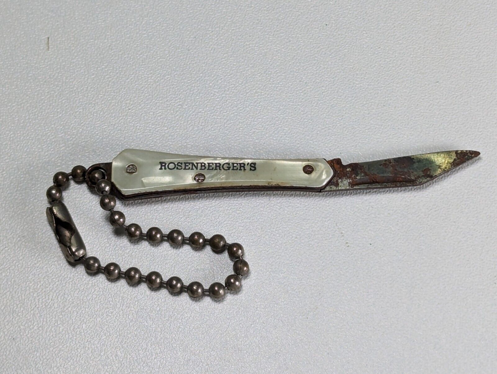 Vintage Keychain Pocketknife  Rosenberger's Wheel Alignment Fremont Ohio Ad
