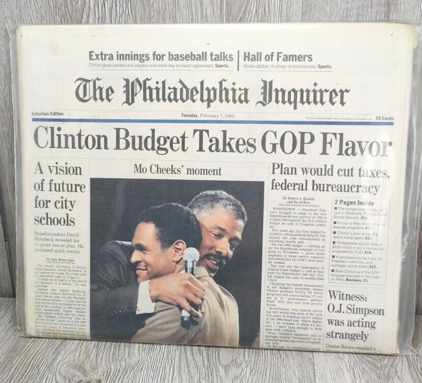 1995 Philadelphia inquirer newspaper with Maurice cheeks and Dr. Julius