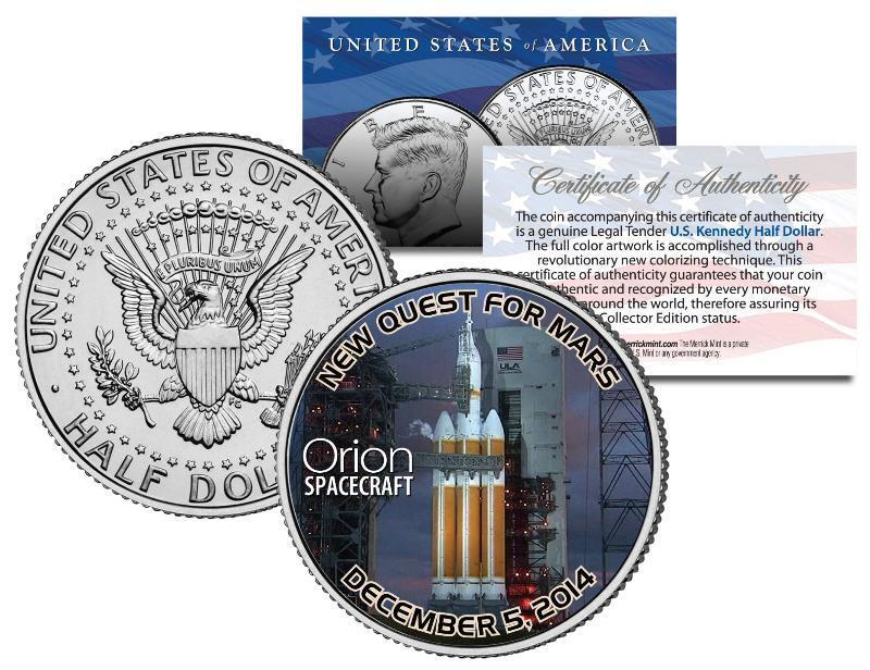ORION SPACECRAFT Exploration Flight Test 2014 JFK Half Dollar US Coin SPACE NASA