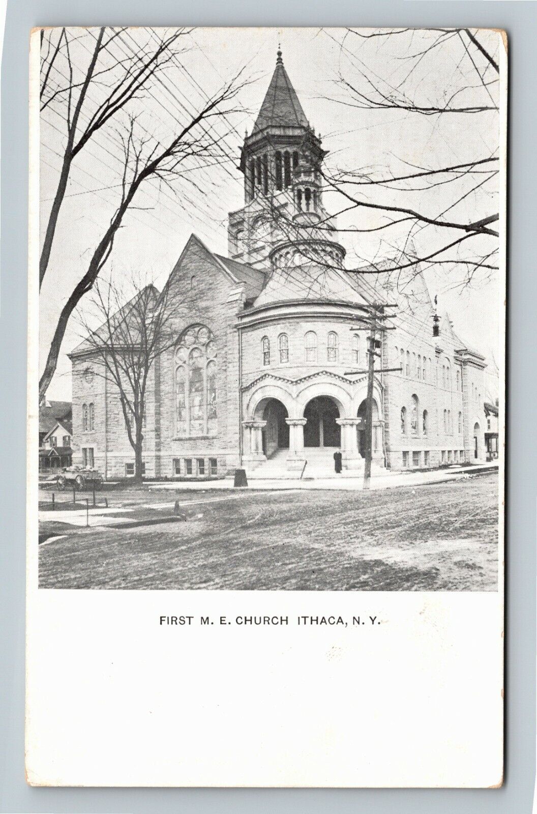 Ithaca NY, Historic 1909 First Methodist Church, New York Vintage Postcard