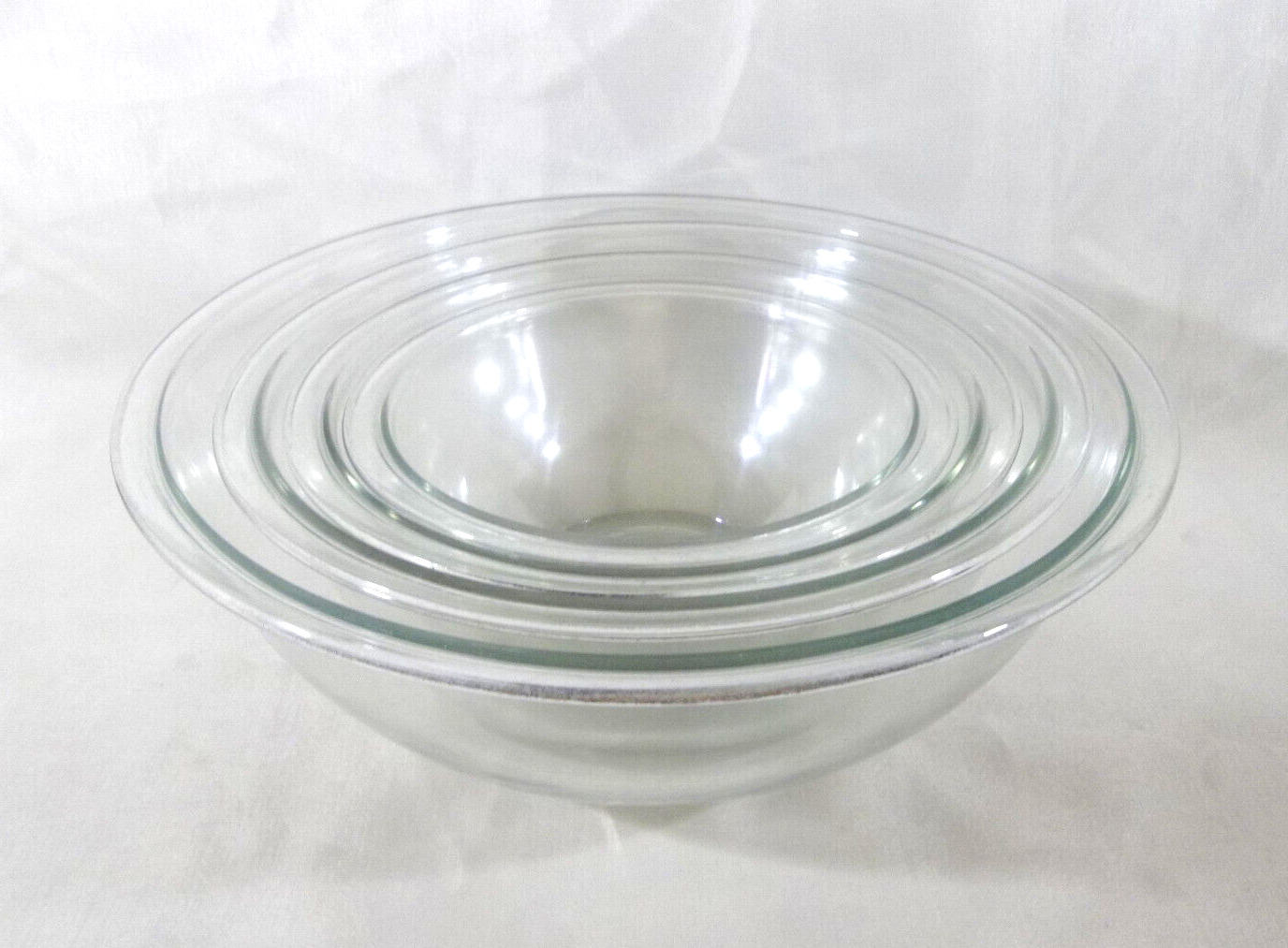 Vintage Pyrex Clear Glass Nesting Mixing Bowl Set #322 #323 #325 #326