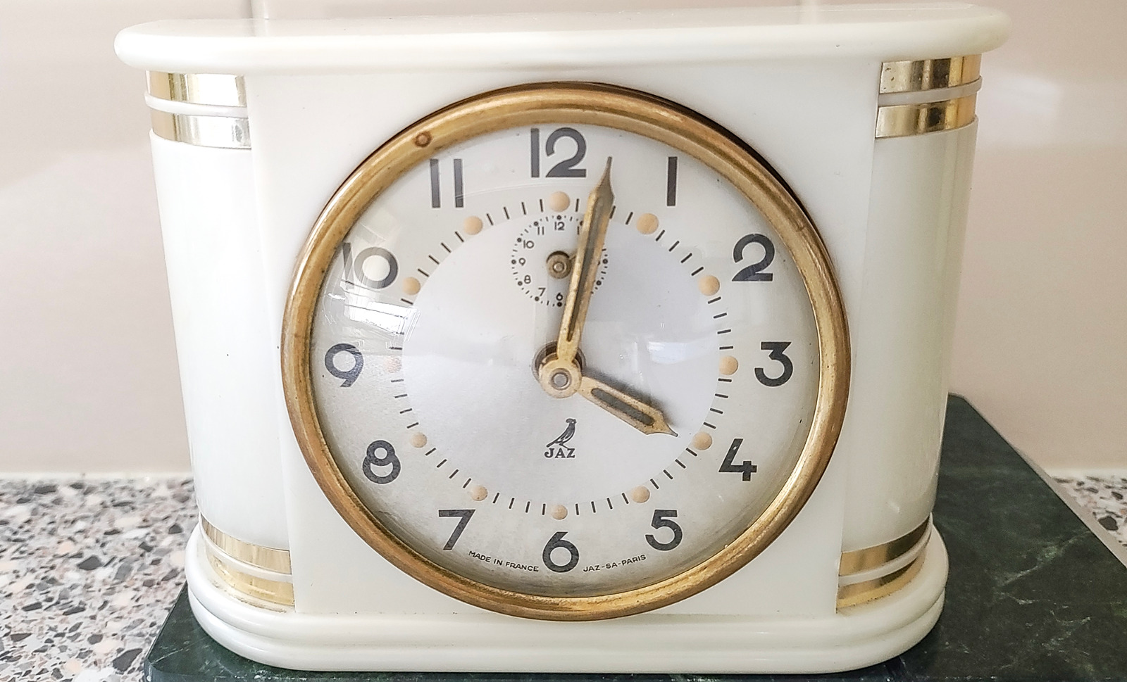 1930s Art Deco Celluloid Jaz Paris French Mechanical Alarm Clock Working