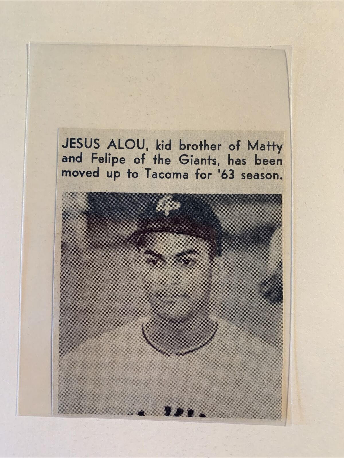 Jesus Alou El Paso Sun Kings Tacoma Giants 1963 S&S Baseball Pictorial Panel