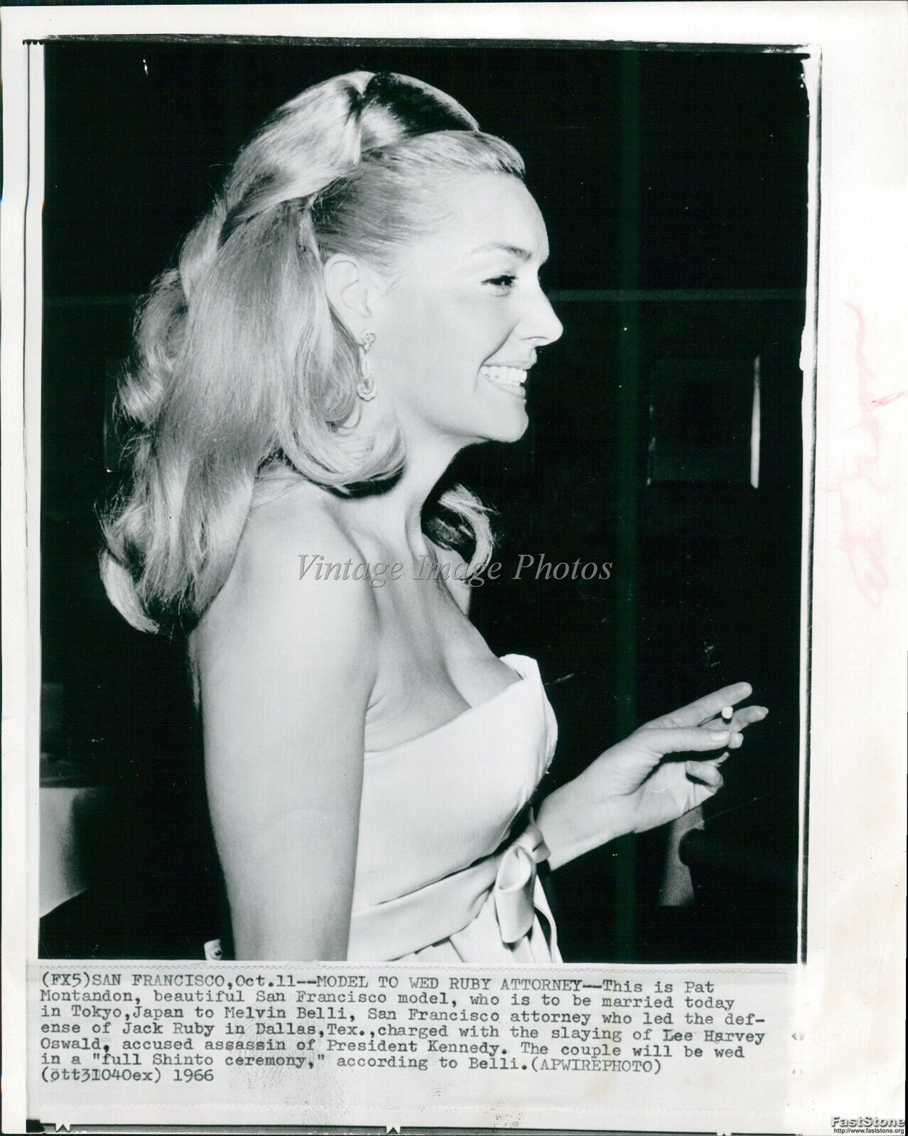 1966 Pat Montandon Model To Wed Atty Melvin Belli, Tokyo Society Wirephoto 8X10