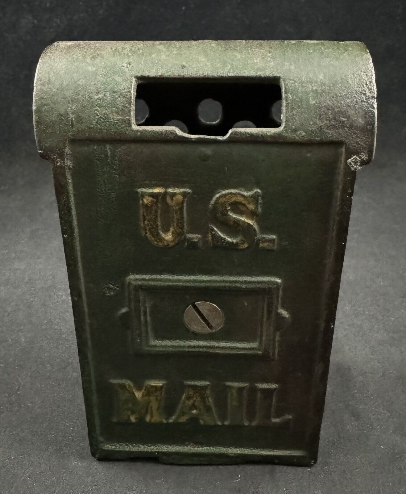 Vintage U.S. Mail Cast Iron Metal Still Coin Mailbox Bank - Made in USA