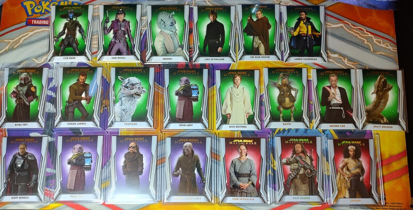 2021 Topps Star Wars Masterwork LOT - 21 Parallel Cards (Green Purple Red)