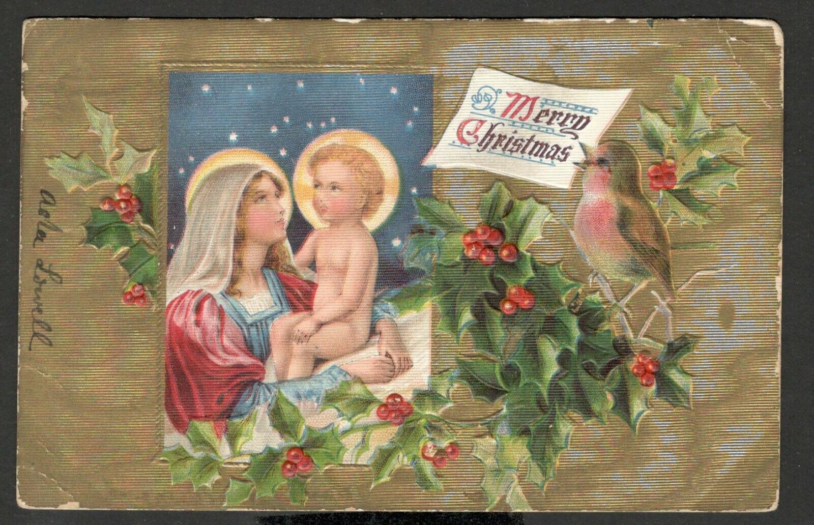 USA - Old Christmas greetings postcard - 1908.  (30)