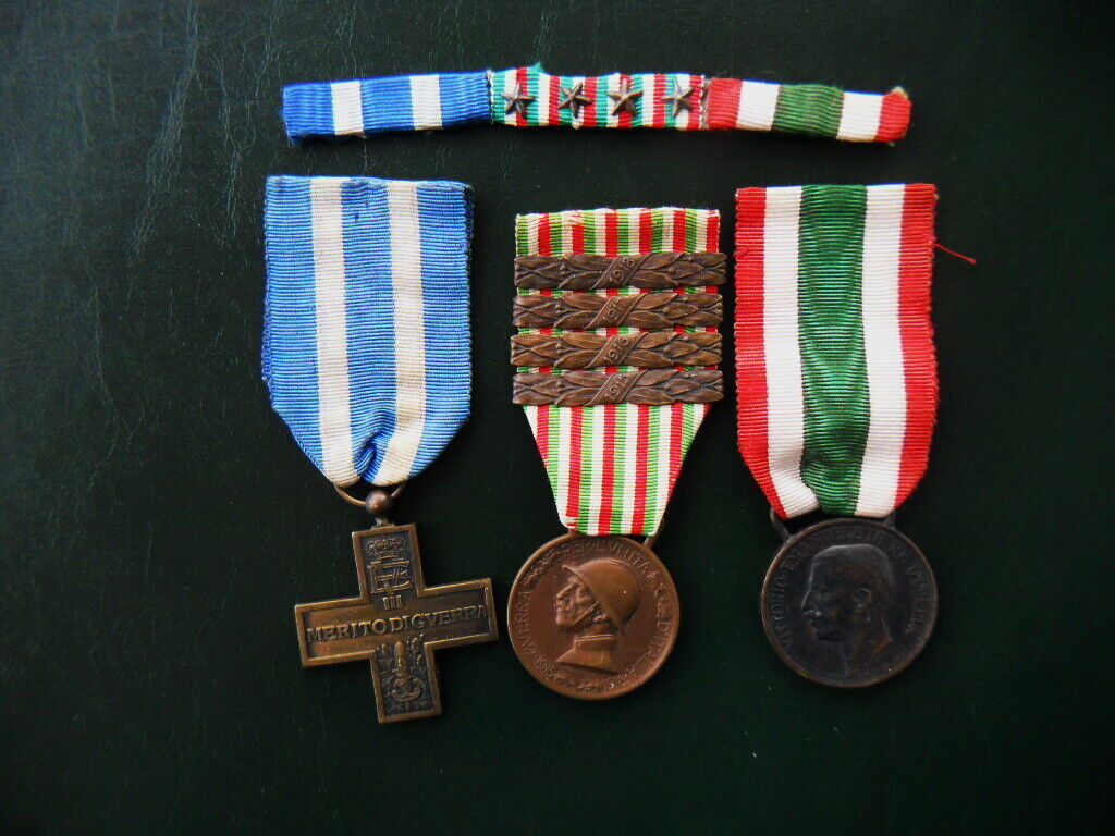 1915/18 Italy Military rare SET 3 medals WWI & Unità di Italia original ribbon