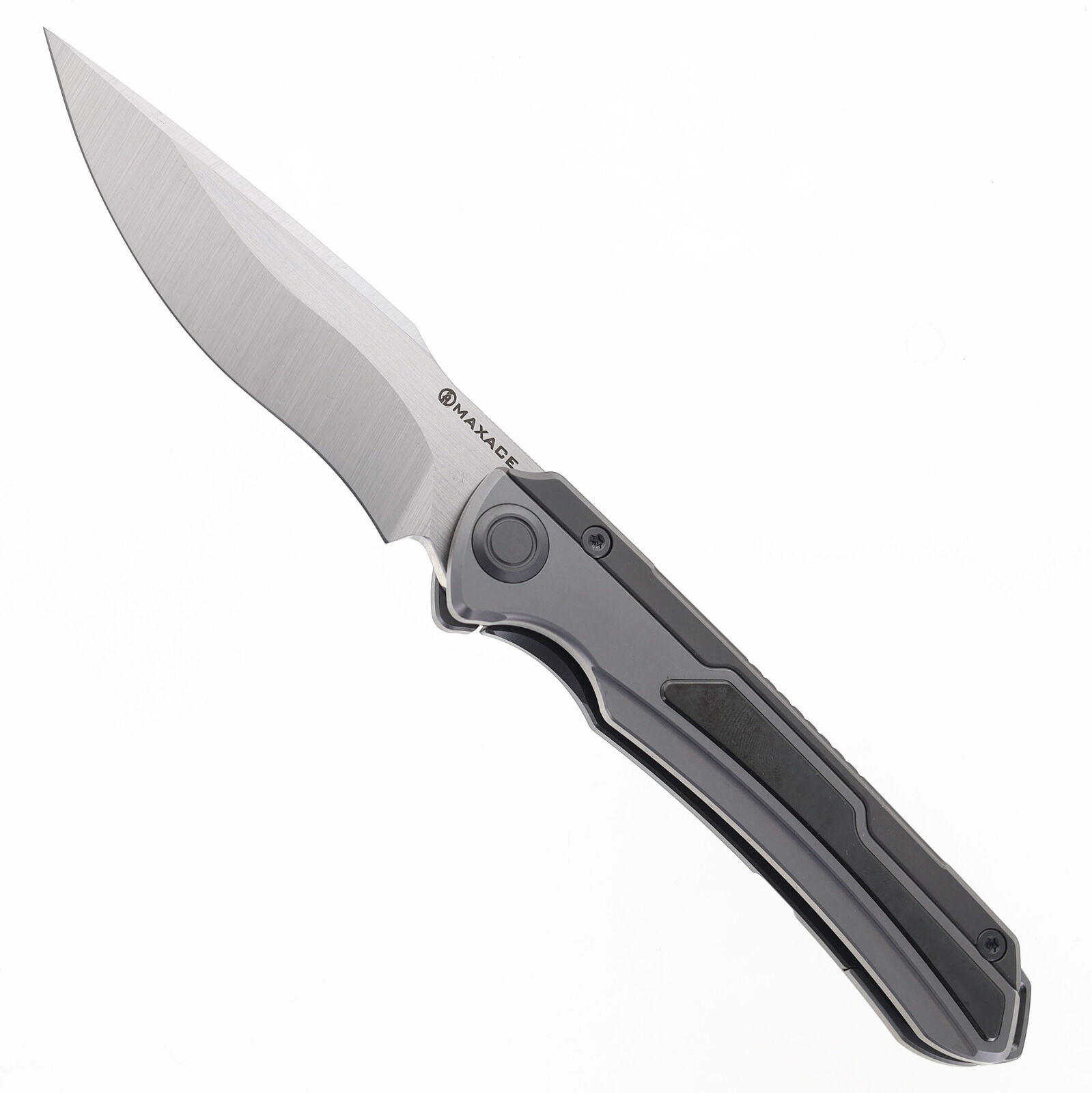 Maxace Kestrel M12A Folding Knife Gray Titanium Handle M390 Plain Edge
