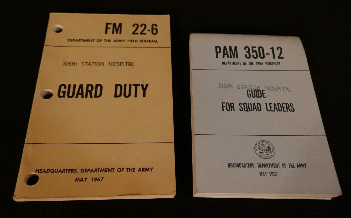 Vietnam War Army 316th Station Hospital Books Guard Duty & Squad Leaders, 1967 