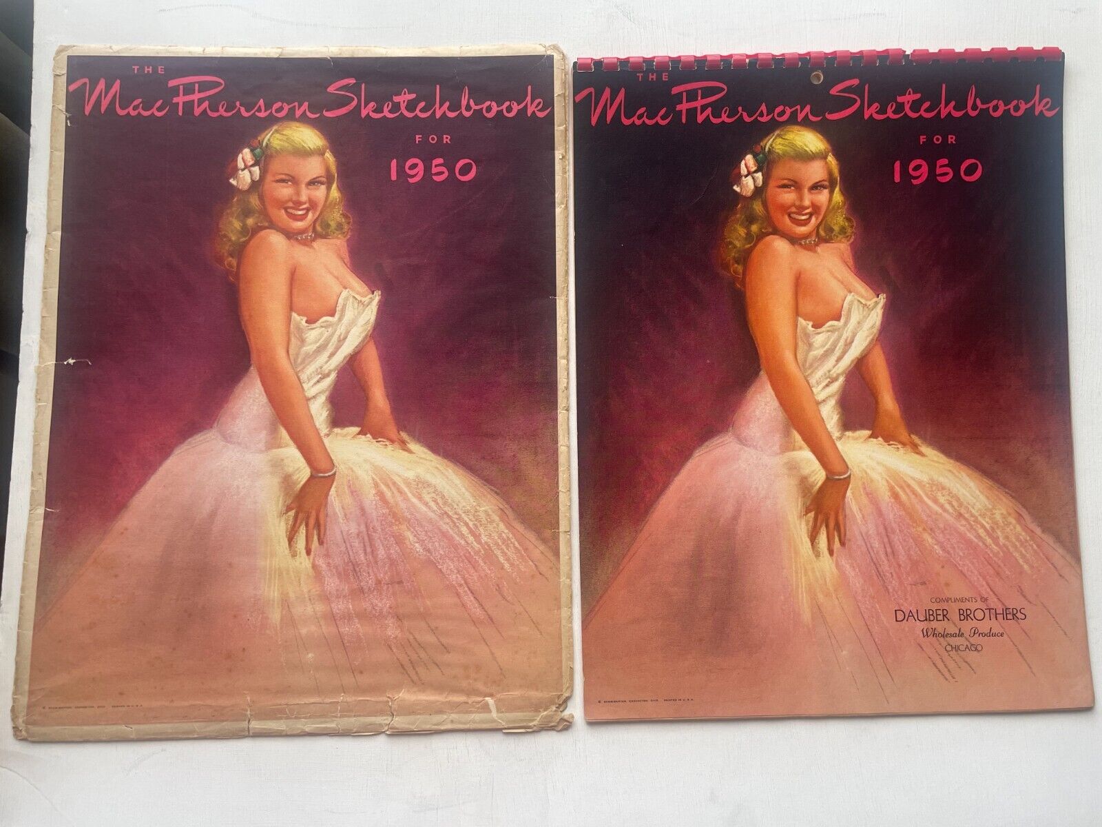 Full Year 1950 MacPherson Pinup Girl Calendar Sketchbook w/ Original Envelope